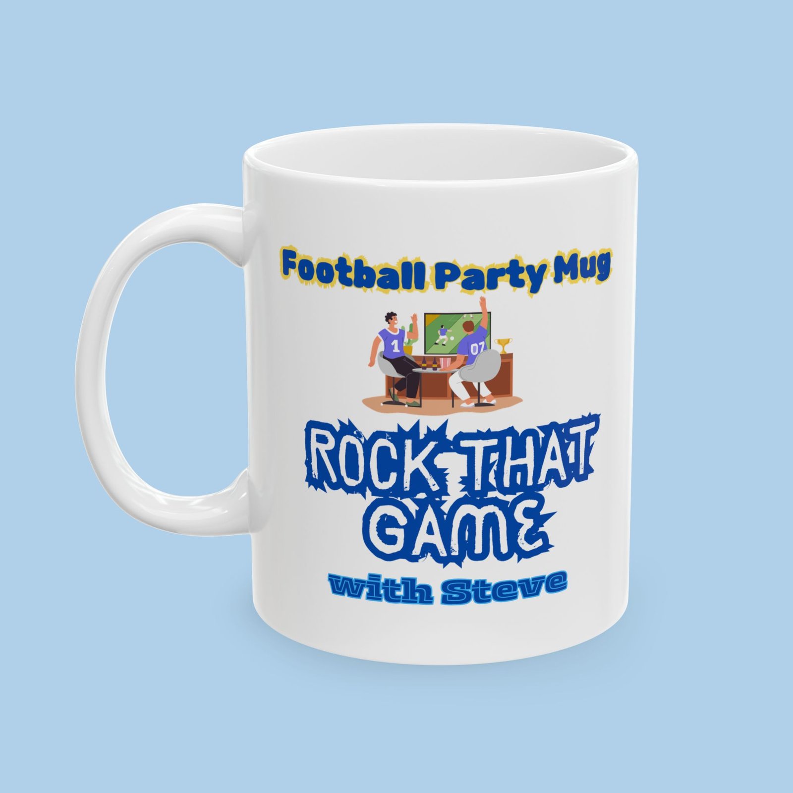 Personalized Football Party Mug Rock the Game Ceramic Mug