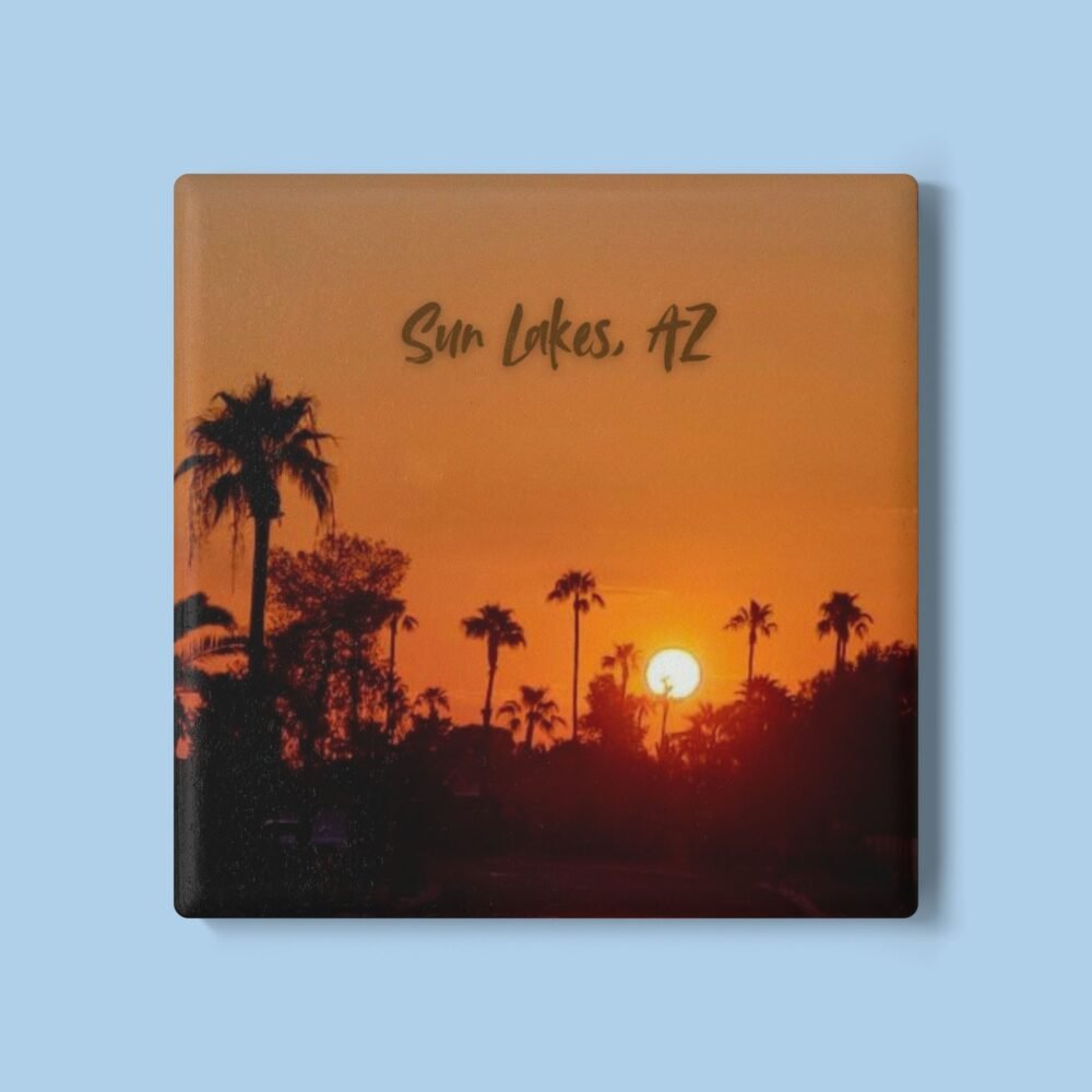 Sun Lakes Arizona Sunset Ceramic Coaster