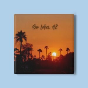 Sun Lakes Arizona Sunset Ceramic Coaster