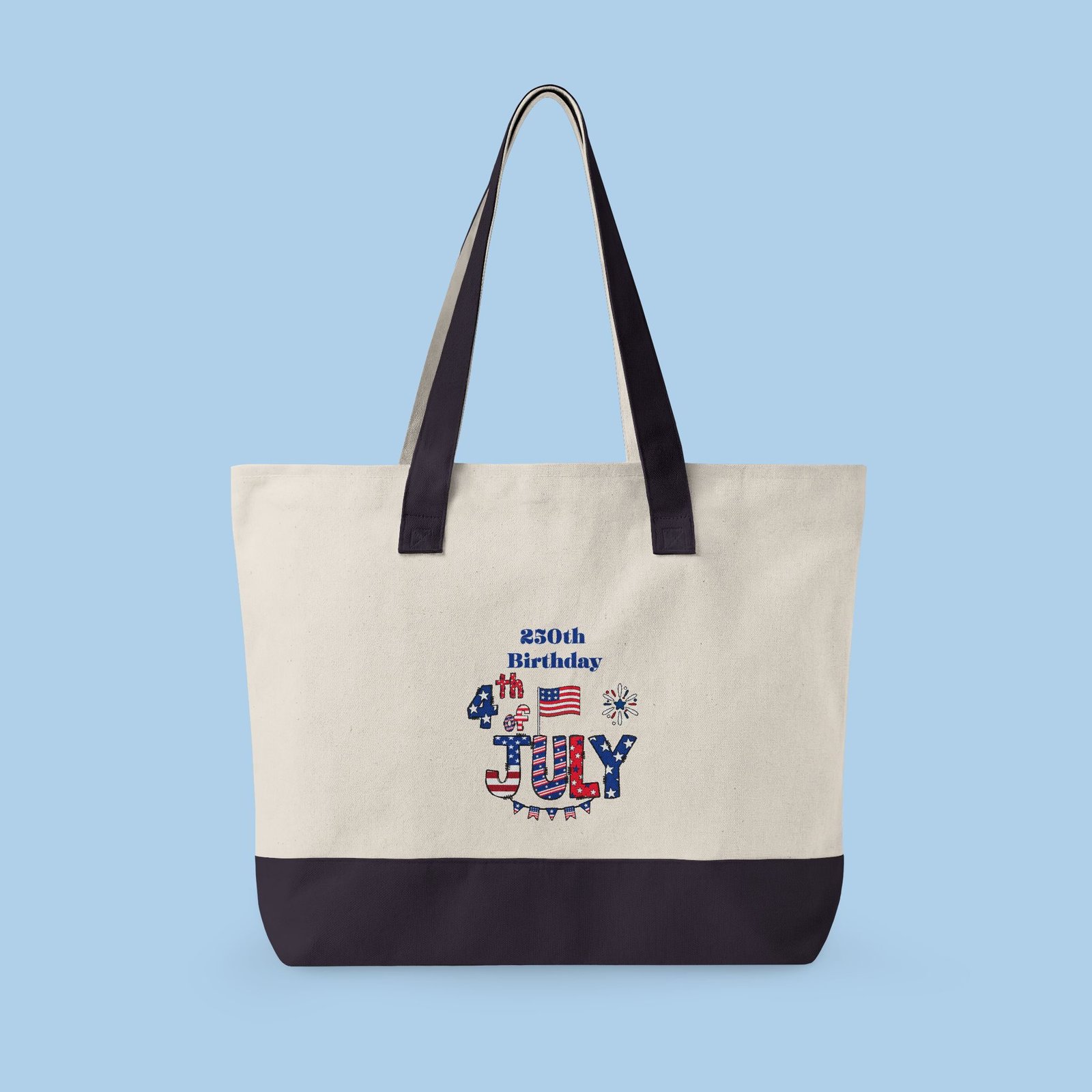 250th Birthday July 4th Zippered Canvas Tote - Image 4