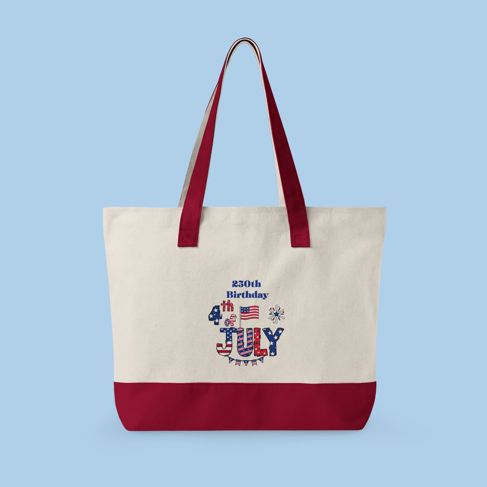 250th Birthday July 4th Zippered Canvas Tote - Image 6